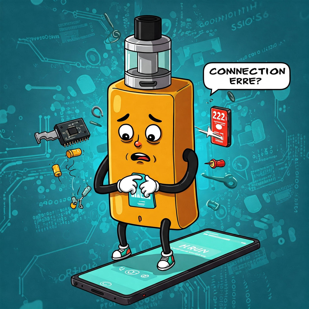 Cartoon of a Vape Pen trying to fix its own connection error