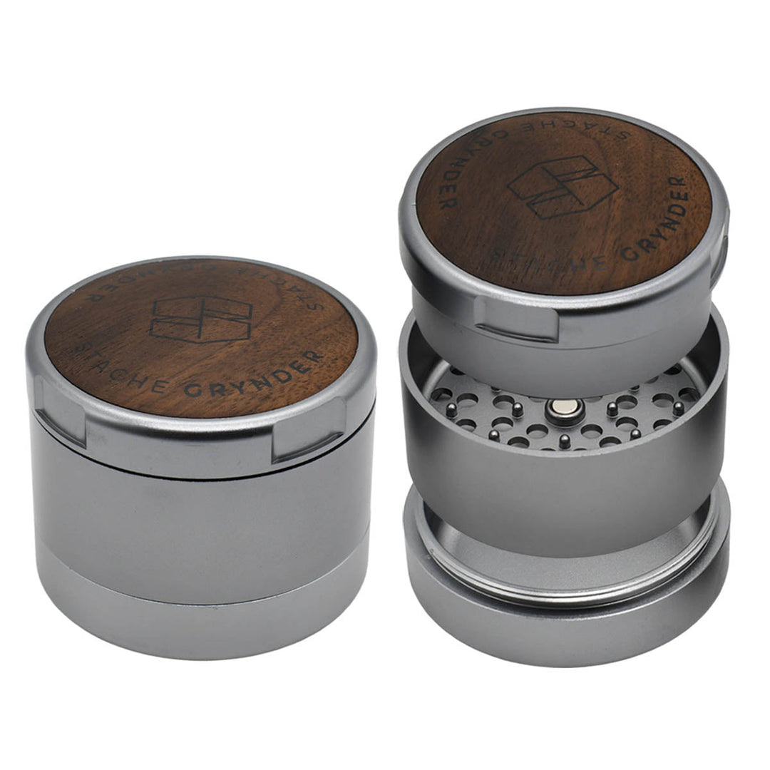 Stache Grynder - 3PC Dry Herb Grinder Herb Grinder Stache Gunmetal  