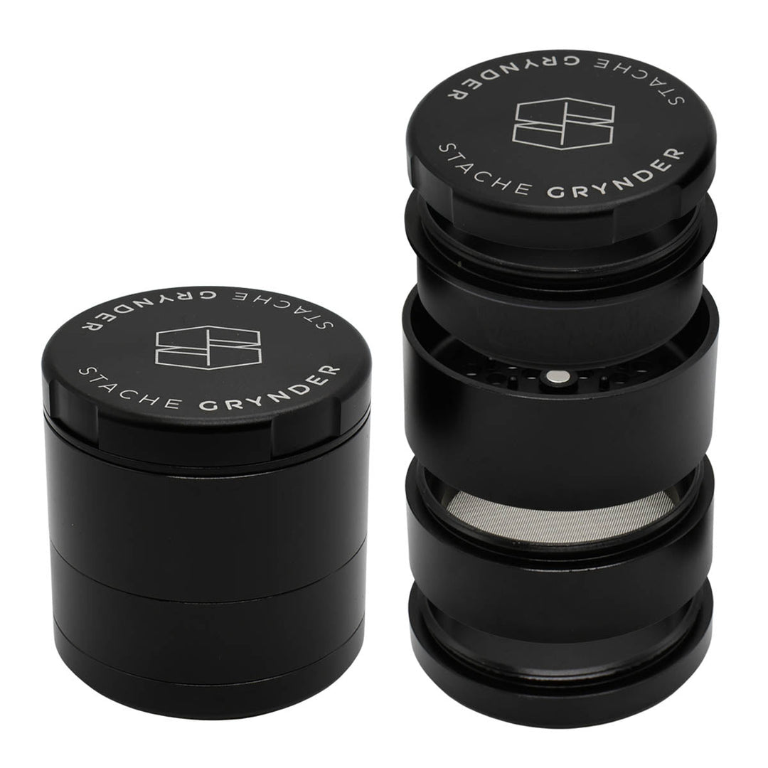 Stache Grynder - 5PC Dry Herb Grinder Herb Grinder Stache Black  