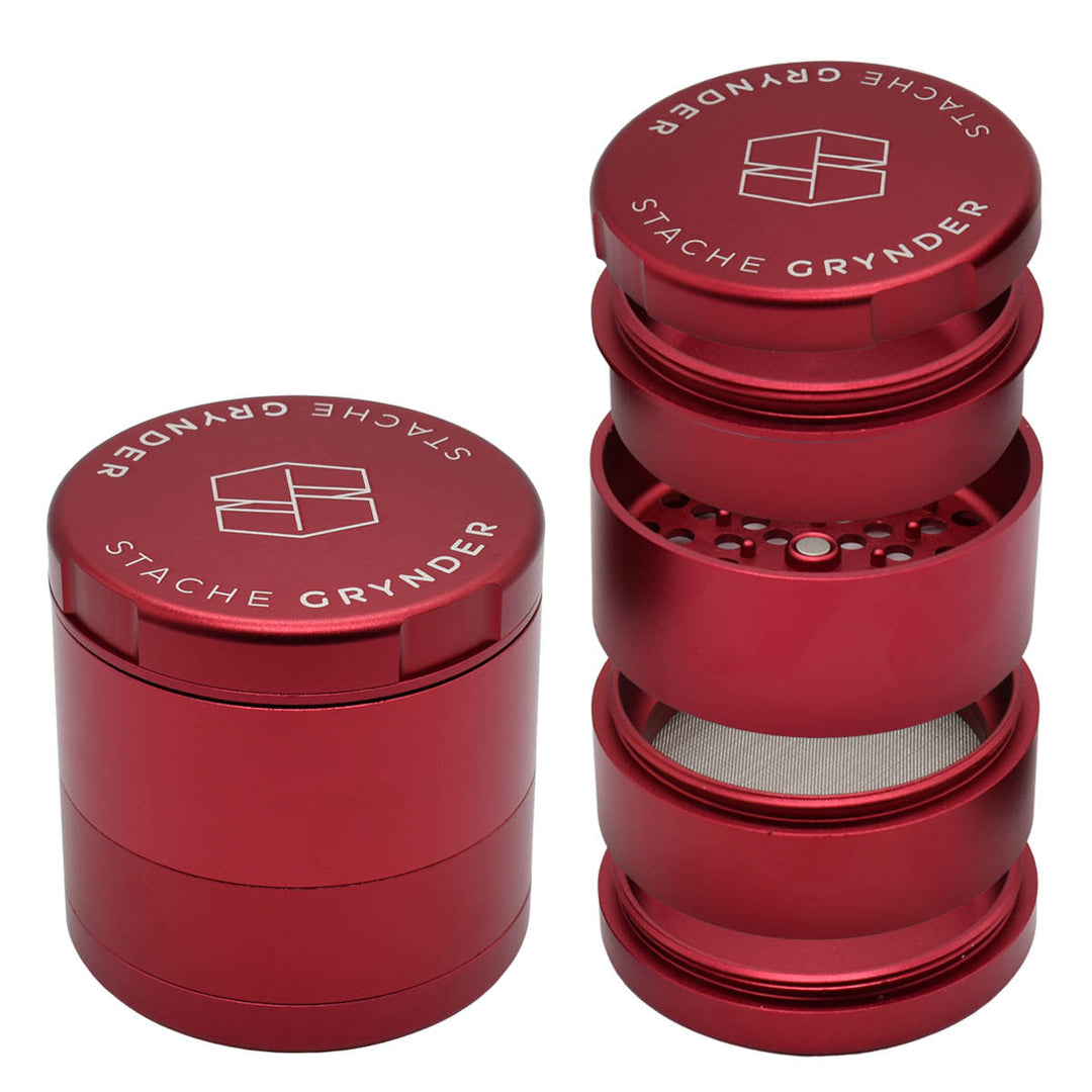 Stache Grynder - 5PC Dry Herb Grinder Herb Grinder Stache Red  