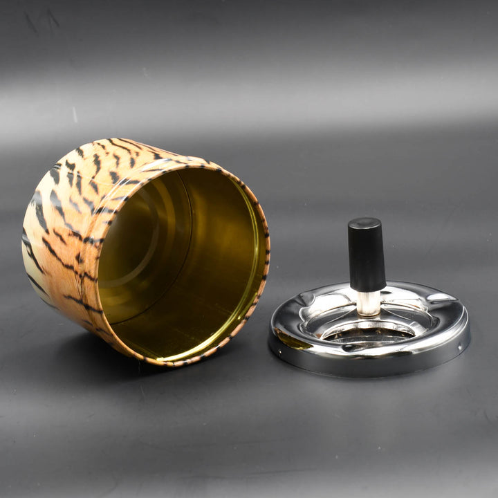 Push-Down Spin-Top Metal Ashtray  Bokai   
