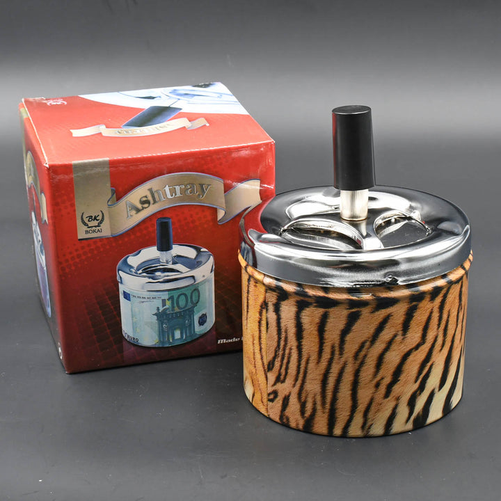 Push-Down Spin-Top Metal Ashtray  Bokai   