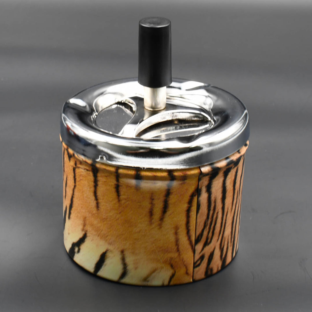 Push-Down Spin-Top Metal Ashtray  Bokai   