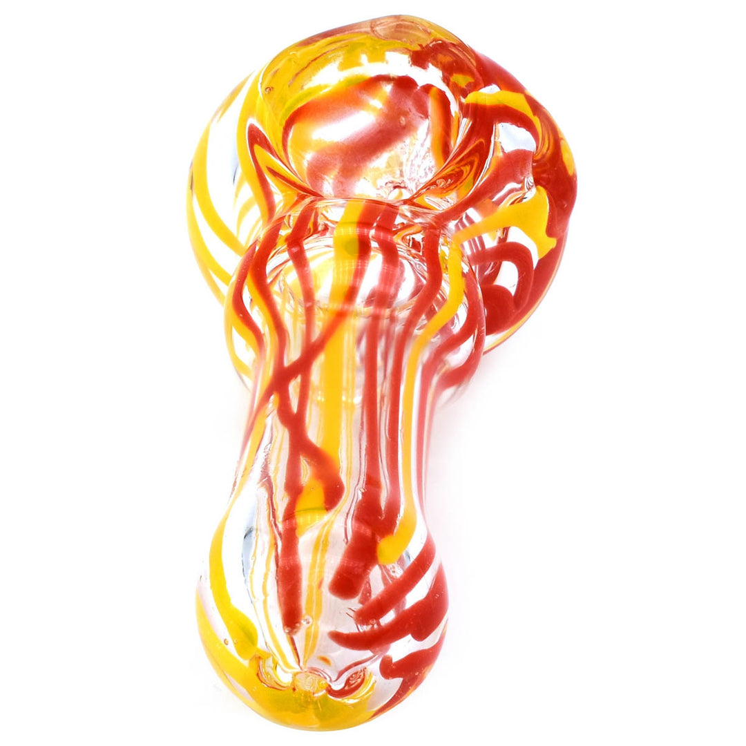 Small Glass Spoon Pipe - Fire Lines Glass Pipes Vapebatt   