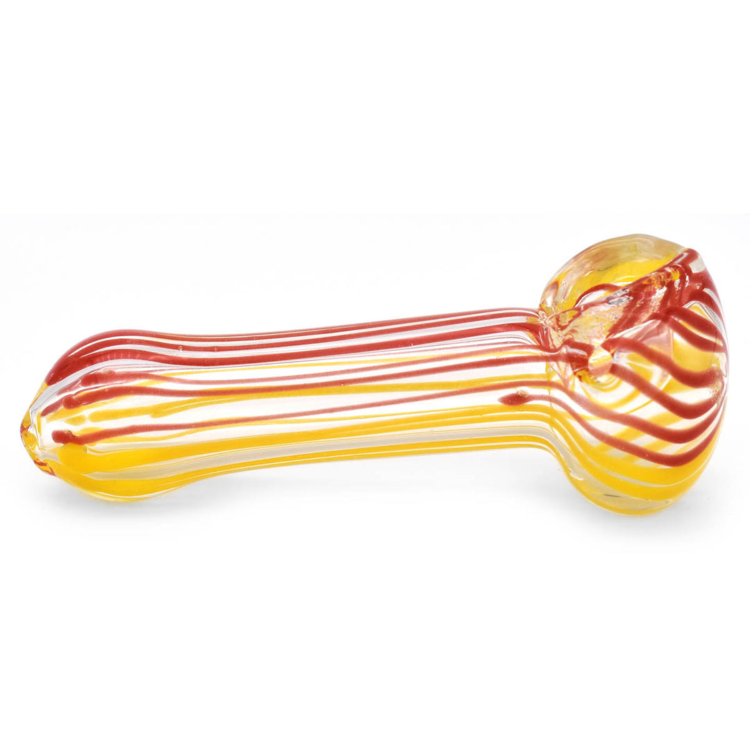 Spoon Glass Pipe w/ Red Stripes Glass Pipes Vapebatt   