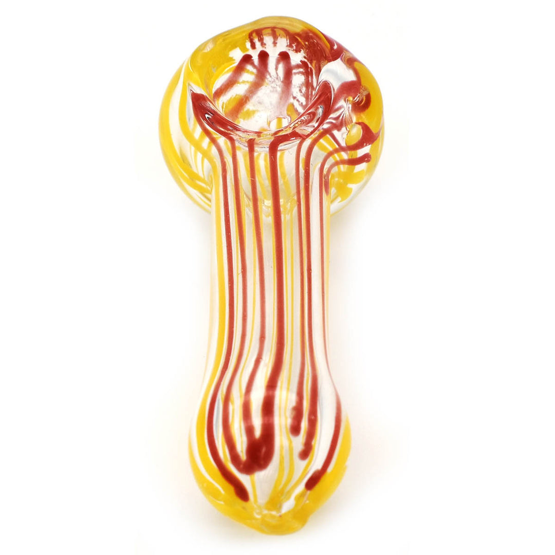 Spoon Glass Pipe w/ Red Stripes Glass Pipes Vapebatt   