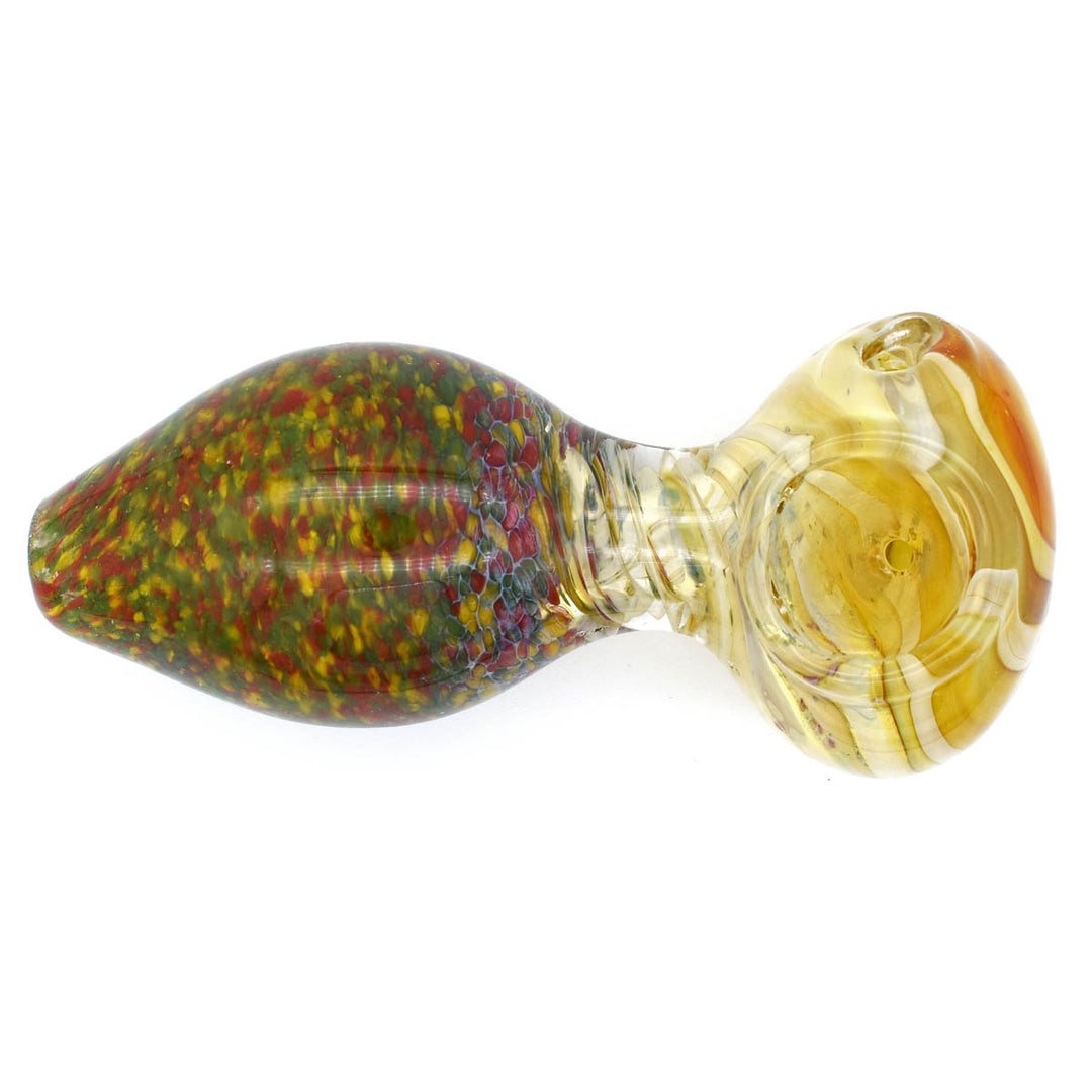 Large Glass Spoon Pipe - Rasta Confetti Glass Pipes Vapebatt   