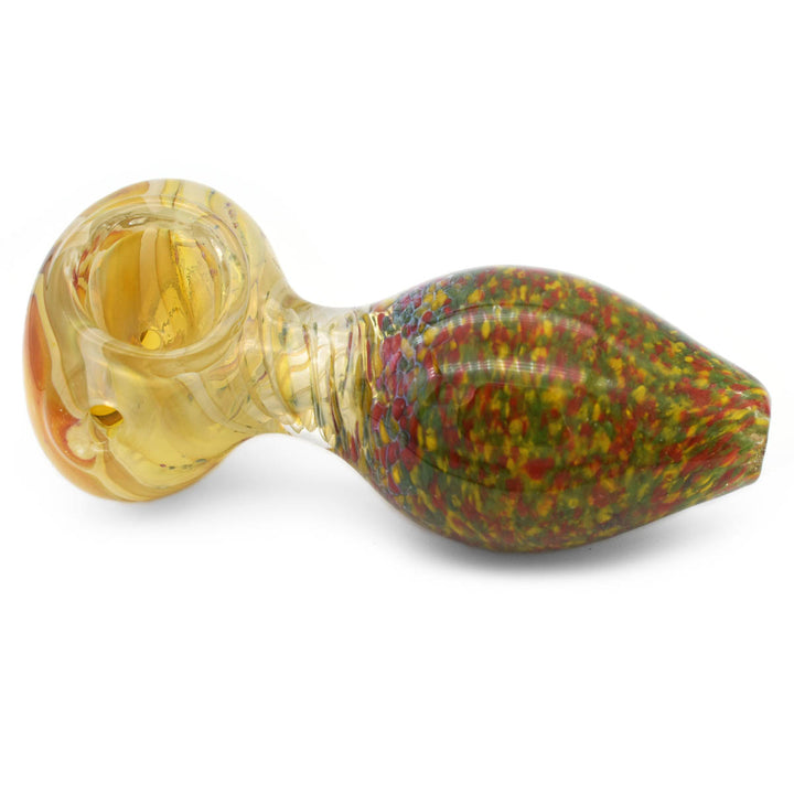 Large Glass Spoon Pipe - Rasta Confetti Glass Pipes Vapebatt   